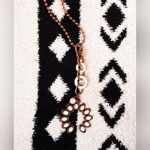 WHITE BEADED BURNISHED COPPERTONE NAJA DROP PENDANT NECKLACE